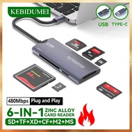 6 in 1 Card Reader SD TF XD CF M2 Memory Card Readers USB Adapter Type C High Speed Data Transfer Ca