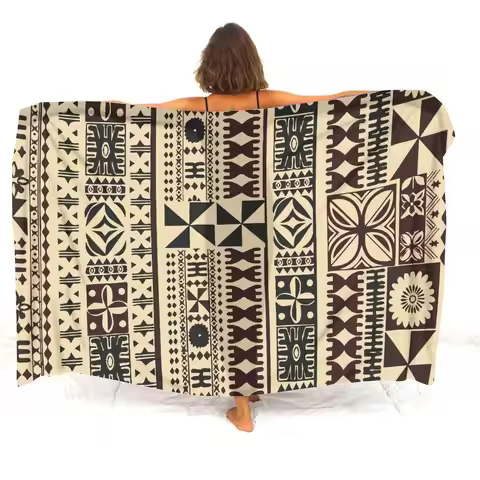 Hawaiian Resort Seaside Ladies Sarong Custom Polynesian Vintage Tribal Ethnic Print Summer Lightweig