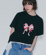 RONRON DOUBLE RIBBON BASIC FIT T-SHIRT
