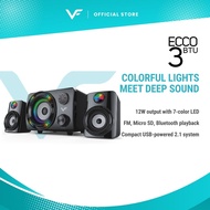 Vinnfier VF ECCO 3 BTU 2023 Bluetooth Speaker 2.1 Stereo 7 Color Pulsating LED 2.1 speaker FM Radio 