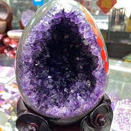 烏拉圭紫水晶消磁洞恐龍蛋錢袋子 Top 級別 帝王紫色 晶芽顏色濃郁干凈 外形圓潤 使用黑檀木實木材