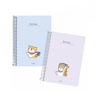 Sổ Dot Line lò xo đơn MS 599 kẻ ngang nét liền có chấm hình chó cute KLONG A4 300 trang