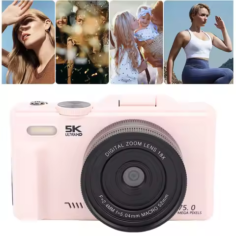 Compact Vlog Travel Camara 180 Degree Screen 5K Digital Camera Built in Flash Multifunctional Lightw