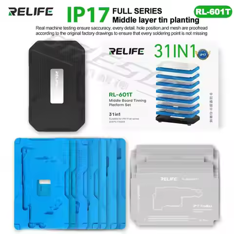 RELIFE RL-601T 31IN 1 BGA Reballing Stencil for iPhone X-17PM Middle Layer Motherboard Planting Tin 