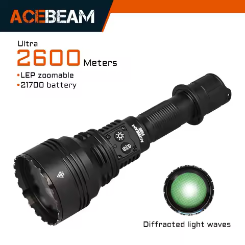 ACEBEAM W35 LC DEL Zoom LEP Flashlight 800 Lumens ultra 2600 Meter Throw DIstance 21700 battery tact