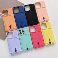 iPhone 12 Case with Card Holder iPhone 12 Pro Max Casing iPhone 12 mini Soft Shockproof Cover Push-Pull Card Holder Case