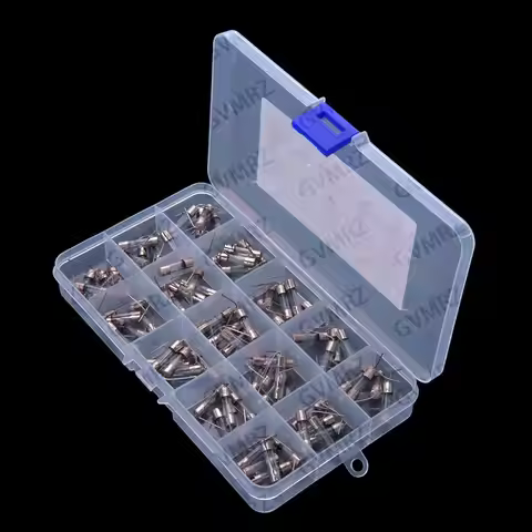 15Values 0.5A-20A 10A 12A 5A 6A 6.3A 8A 15A 20A 0.5A-25A ​​75PCS Glass Fuse 5X20 with PIN 250V 25A 0