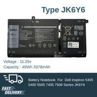 (ส่งฟรี ประกัน 1 ปี) Dell Battery Notebook Dell Inspiron 5405 5400 5505 7405 7506 Series JK6Y6 เกรด 