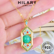 HILARY JEWELRY Necklace Perempuan 純銀項鏈 Accessories Chain Pendant Transport For Silver Leher Women 925 Original Rantai Sterling Korean Perak Emerald N1127