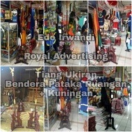Satu Set Tiang Bendera Pataka Ukir POLISI TNI + Patung Kuningan Tiang