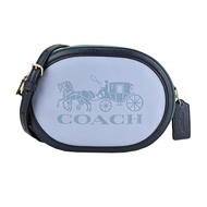 COACH HORSE AND CARRIAGE壓印馬車撞色斜背相機小圓包（藍X綠） _廠商直送