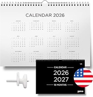 ZENO 18 Months Wall Calendar 2026-2027 - Jan 26 to Jun 27 with Planner Stickers - Ideal for Dorm - E