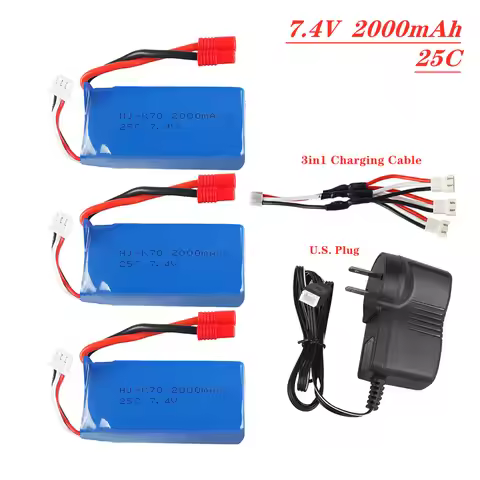 7.4V 2000mAh 12428 Lipo Battery For Syma X8C X8W X8G RC Airplane 2s 7.4v Lipo Battery 903475 25C