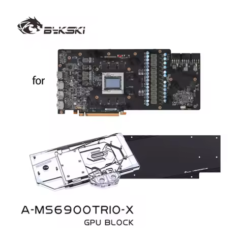 Bykski GPU Water Block for MSI RX 6800 6900 6950 XT Gaming X Trio Video Card / Chrome-plated Red Cop