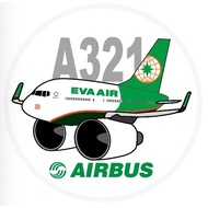R RBF EVA AIR A321 7CM STICKER S-C-321-BR