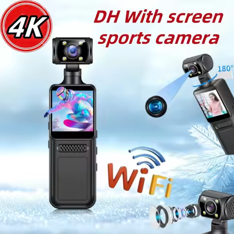 4K Portable Full HD WiFi 180 ° Rotation Action Camera Night Vision Clip On Sports Cam for Law Enforc