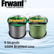 Frwanf 9 Strands 300M Braided Fishing Line PE Line X9 Braid Line 15-110LB Spot Line Black&White/Yell