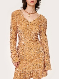 Cider Dancing Diva Long Sleeve Sequin Dress