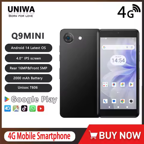 UNIWA 4G Phonemax Q9 Mini Phone 4.0Inch IPS Touch Screen Small Cell Phone Android 14 Small Smart Mob
