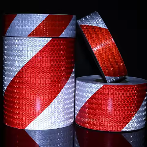 5cm/10cm/15cm/20cm*5M Reflective Adhesive Tape Left Or Right Twill White-Red Strips Waterproof Safet