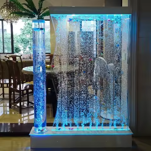 l For Customized Waterfalls Wall Acrylic Technics Outdoor Bubble Wall Water Panel With Led Light