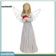 <Sunshine123> Resin Angel Figurine Desktop Angel Figurine Golden Hair Wing Girl Angel Figurine Resin