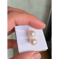 Akoya saltwater pearl earrings 8mm with silver handle