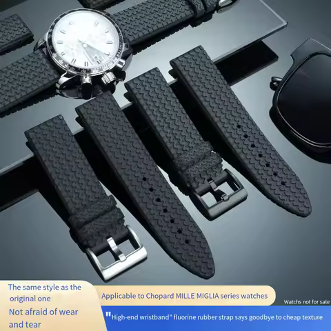 Fluoro Rubber Watch Strap for Chopard MILLE MIGLIA Racing 168511 Men's Dust-Proof Band 21/23mm | Dur