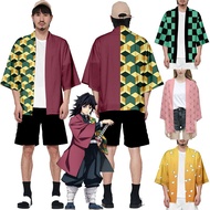 Demon Slayer Kamado Tanjiro Nezuko Tomioka Cosplay Daily Kimono Shirt 3/4 Sleeve Tops Shirt Haori