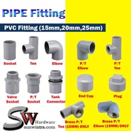 PIPE FITTING / PVC FITTING / PENYAMBUNG PAIP elbow tankconnector endcap socket teejoint 15mm / 20mm / 25mm