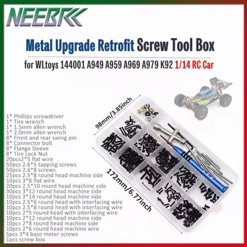 Metal Upgrade Retrofit Screw Tool Box M2 M2.5 M3 Screw Set for WLtoys 144001 A949 A959 A969 A979 K92
