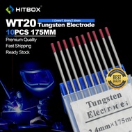 HITBOX แท่งเชื่อมทังสเตน TIG แท่งเชื่อม 1.0x175mm 1.6x175mm 2.4x175mm WT20 2% ทังสเตนอิเล็กโทรด Welding Rod( 1 กล่อง 10 เส้น)