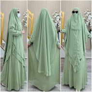 AJE ZAS - ASTINI NON PET Syari Robe Dress Hijab Set Ceruti BabyDoll Material Free Veil Can Be Unifor