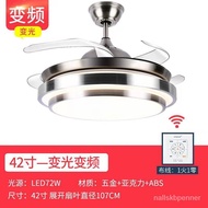 🍅Invisible Fan Lamp42Inch Ceiling Fan Household Living Room Dining Room Bedroom Ceiling with Fan Chandelier Integrated F