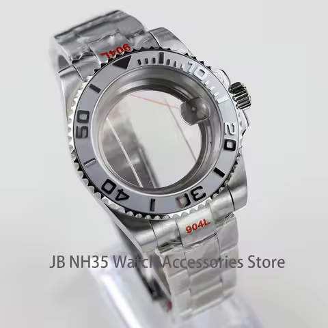 40mm Black /Sliver Watch Case Ceramic Bezel Sapphire Glass for NH35 Nh36 Nh34 Automatic Movement 28.