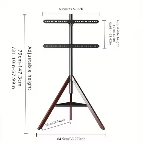 Universal 32"-70" Height Adjustable 50kg Tilt LCD TV Floor Tripod Stand VESA 600X600mm Monitor Holde