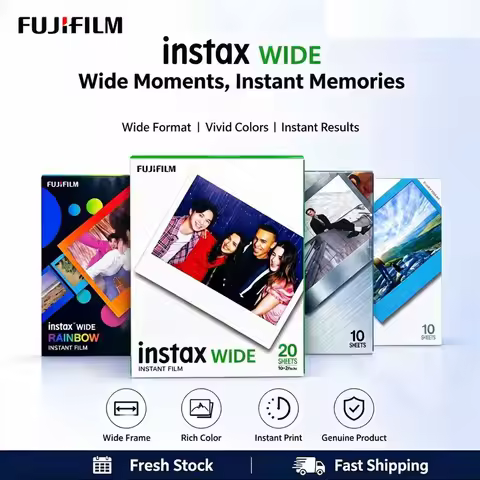 Fujifilm Instax Wide Film 10/60/100 Sheets Black Border/White Edge Paper for Fuji Instant Camera 210