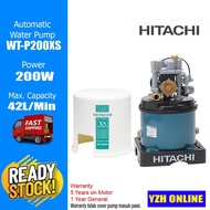 Hitachi WTP200XS: Automatic Water Pump, Power 200W, Head 20mH, Flow 42L/min, Inlet outlet 1″ x 1″