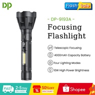 DP Retractable Focus Flashlight Rechargeable Outdoor Lighting Dual Light Sources Adjustable Focus