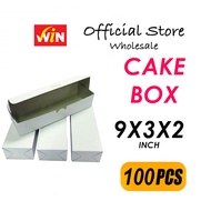 9X3x2" Kotak Putih Kek Tapak Kuda / Roti John / Kek Roll / Kek Brownies / Kek Batik / Kotak Kuih / Kotak Pizza - 100PCS