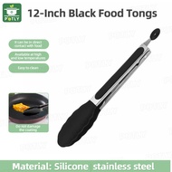 Silicone Barbeque Clamp Food Grade Food Tongs Cooking Tong 12-inch Black Food Clip Tong