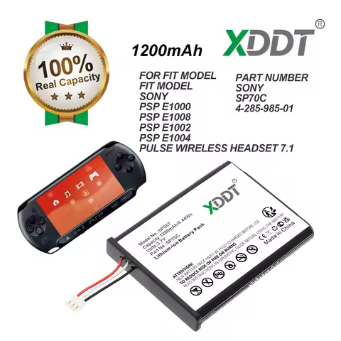 XDDT 1200mAh Game Console Battery SP70C for Sony PSP E1000, E1002, E1004, E1008, Pulse Wireless Head