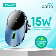 USAMS CD170 15W Car Phone Holder Wireless Fast Charging Magnetic Charger Car Smartphone Charging