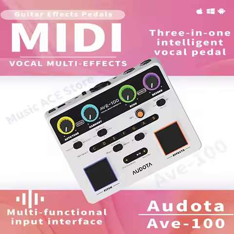 Audota Ave-100 Vocal Multi-Effects Processor Rev Delay Pitch Correction & Harmony Modes-Auto Key Det