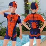 2PCS Cartoon Spider-Man Kids One-Piece Swimsuit Quick-Dry Bathing Suit for Boys, Cute Swimwear