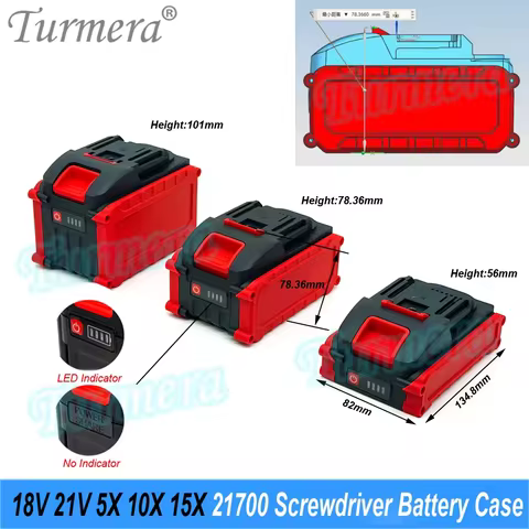 18V 21V Screwdriver Battery Case for 5X 10X 15X 21700 Battery with 5S BMS 40A Max.60A for Replace El