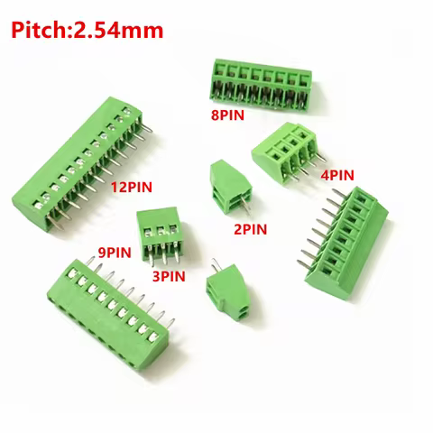 2.54mm/0.1" Pitch PCB Screw Terminal Block Connector 2P 3P 4P 5P 6P 7P 8P 9P 10P 12P 16Pin Terminals