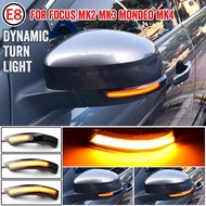 ไฟสัญญาณเลี้ยวไดนามิก LED 2ชิ้นไฟเตือนกระจกมองข้างมองหลังไฟกะพริบสำหรับ Ford Focus 2 3 MK2 MK3 Monde