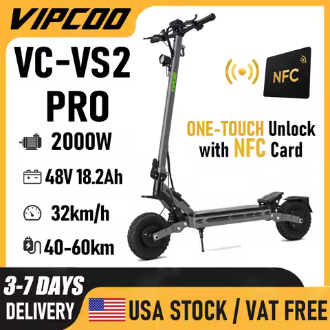 VIPCOO VS2 PRO 2000W/48V/18.2Ah Foldable Electric Scooter 2*1000W Dual Motor Lithium Battery E-Scoot