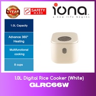 IONA GLRC66-W 1.0L Digital Rice Cooker (White) WITH 1 YEAR WARRANTY